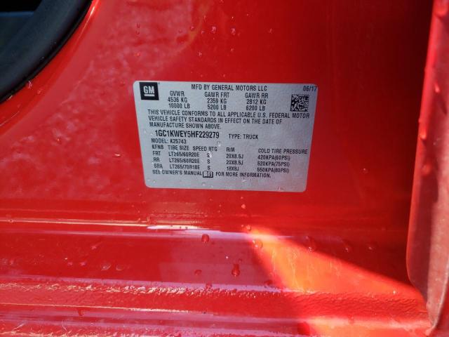 1GC1KWEY5HF229279 - 2017 CHEVROLET SILVERADO K2500 HEAVY DUTY LTZ RED photo 12