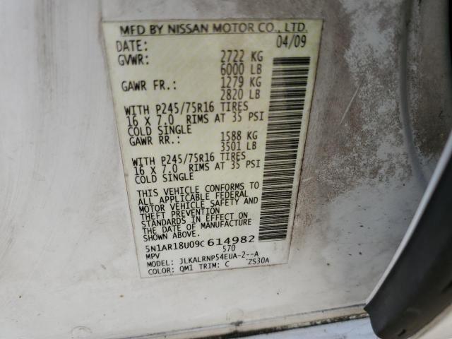 5N1AR18U09C614982 - 2009 NISSAN PATHFINDER S 白色 照片 13