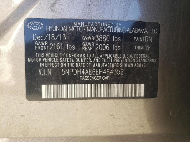 5NPDH4AE6EH464352 - 2014 HYUNDAI ELANTRA SE SILVER photo 12