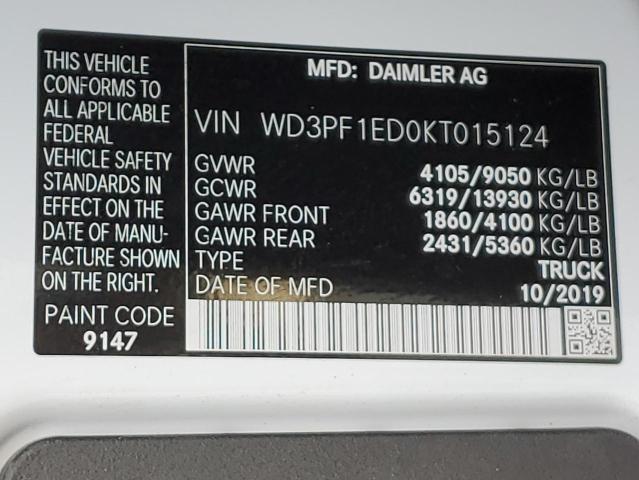 WD3PF1ED0KT015124 - 2019 MERCEDES-BENZ SPRINTER 2500/3500 WHITE photo 13