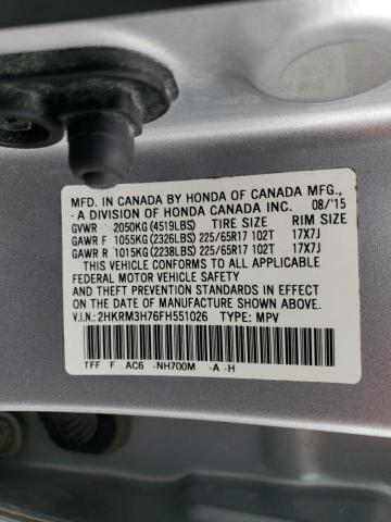 2HKRM3H76FH551026 - 2015 HONDA CR-V EXL SILVER photo 13