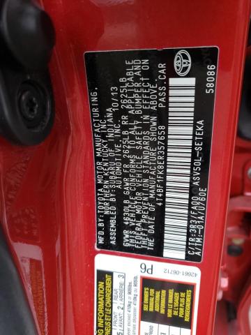 4T4BF1FK8ER357658 - 2014 TOYOTA CAMRY L RED photo 12