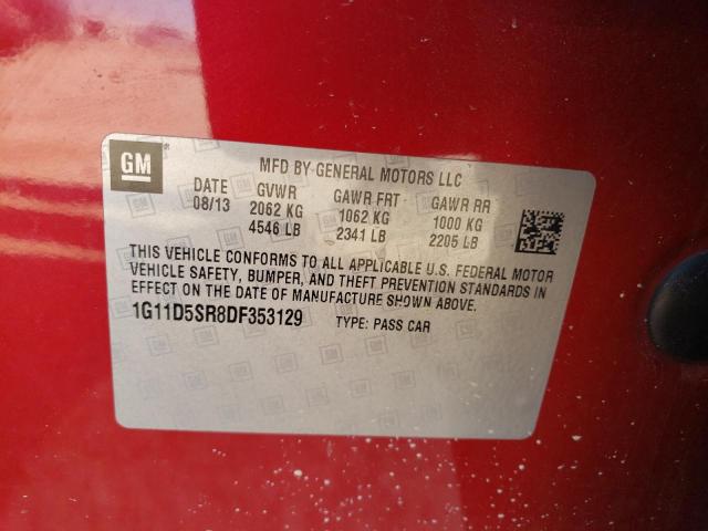 1G11D5SR8DF353129 - 2013 CHEVROLET MALIBU 1LT 红色 照片 12