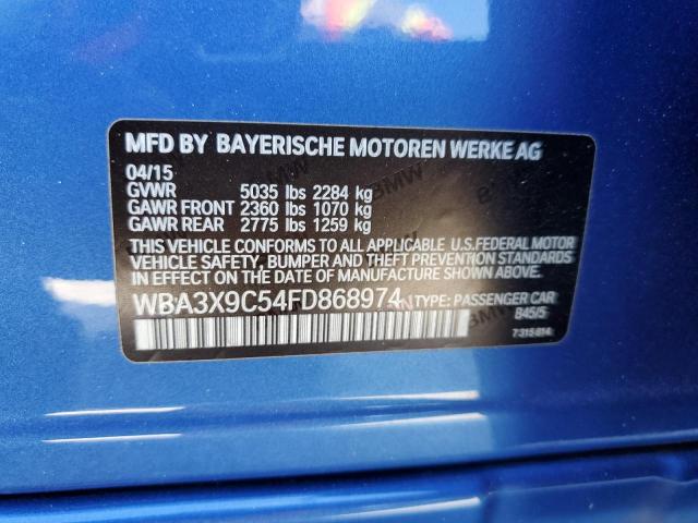 WBA3X9C54FD868974 - 2015 BMW 335 XIGT BLUE photo 12