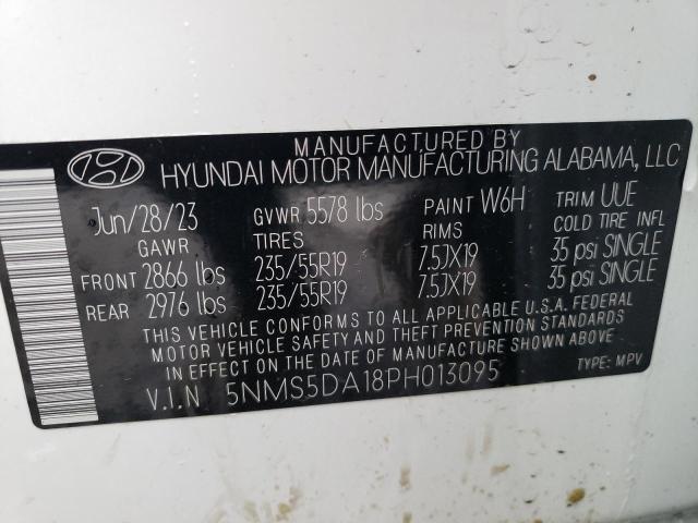 5NMS5DA18PH013095 - 2023 HYUNDAI SANTA FE LIMITED WHITE photo 14