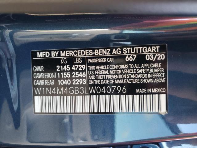 W1N4M4GB3LW040796 - 2020 MERCEDES-BENZ GLB 250 BLUE photo 13