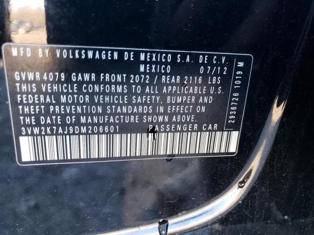 3VW2K7AJ9DM206601 - 2013 VOLKSWAGEN JETTA BASE BLACK photo 12