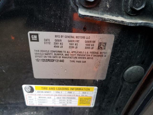 1G11D5SR5DF131440 - 2013 CHEVROLET MALIBU 1LT შავი ფოტო 12