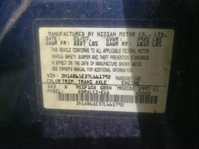 3N1AB61E37L661792 - 2007 NISSAN SENTRA 2.0 BLUE photo 12