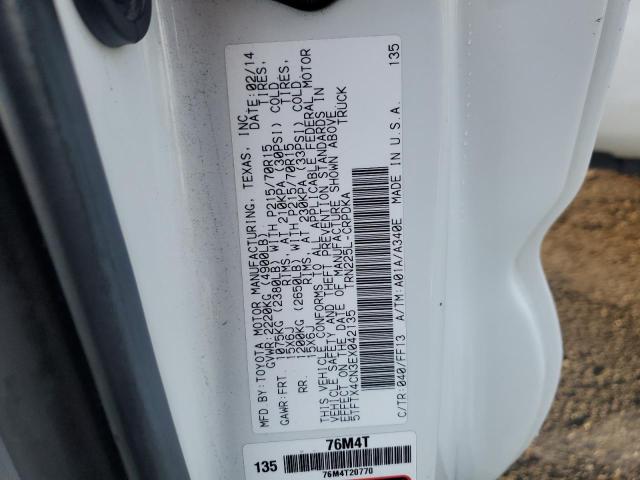 5TFTX4CN3EX042135 - 2014 TOYOTA TACOMA ACCESS CAB თეთრი ფოტო 13