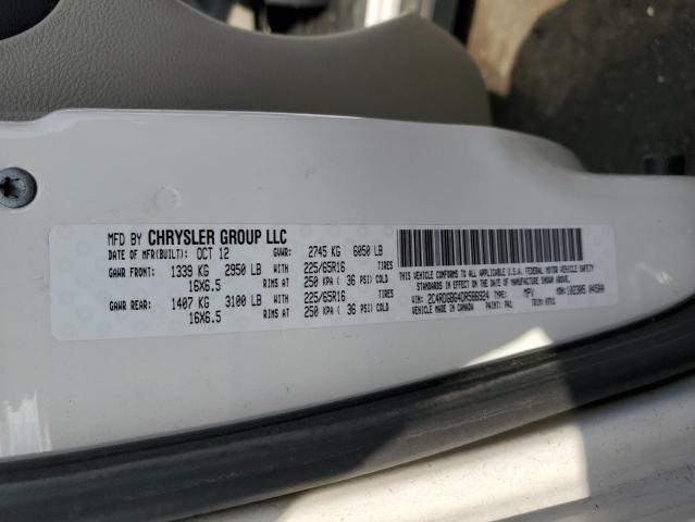 2C4RDGBG4DR586924 - 2013 DODGE GRAND CARA SE WHITE photo 13