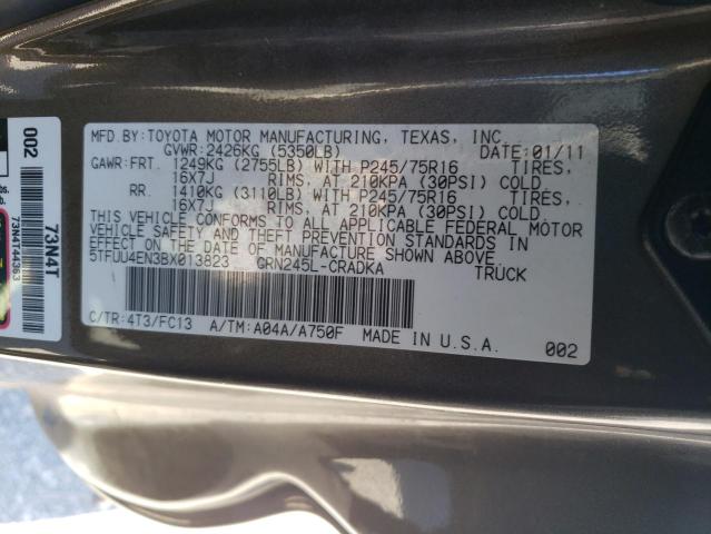 5TFUU4EN3BX013823 - 2011 TOYOTA TACOMA ACCESS CAB ყავისფერი ფოტო 12