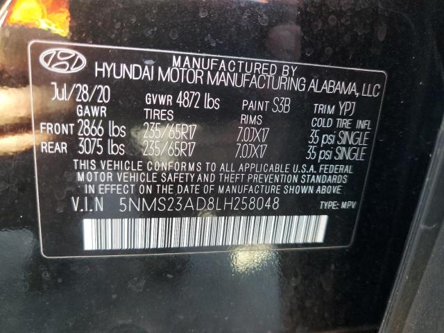 5NMS23AD8LH258048 - 2020 HYUNDAI SANTA FE SE BLACK photo 13