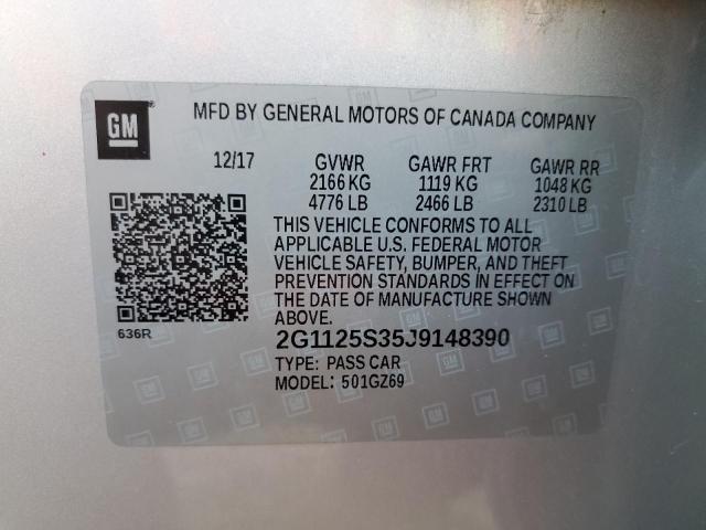 2G1125S35J9148390 - 2018 CHEVROLET IMPALA PREMIER SILVER photo 12