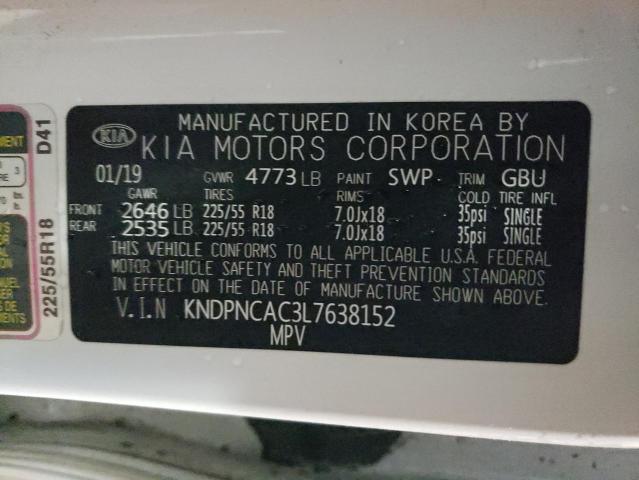 KNDPNCAC3L7638152 - 2020 KIA SPORTAGE EX WHITE photo 12