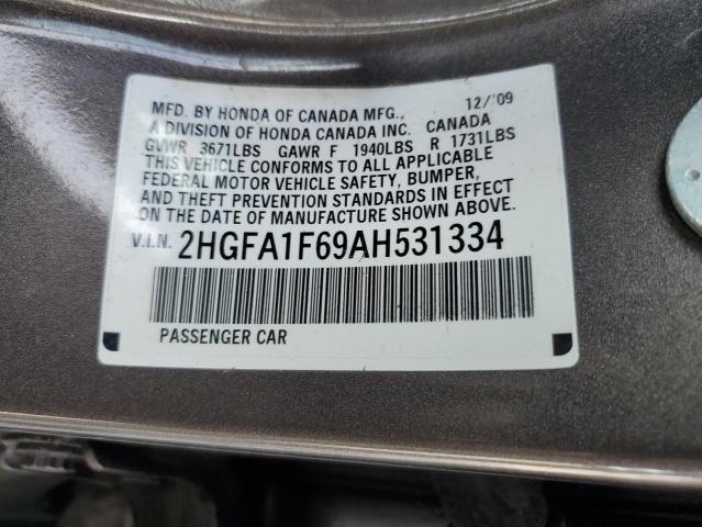 2HGFA1F69AH531334 - 2010 HONDA CIVIC LX-S Boz foto 12