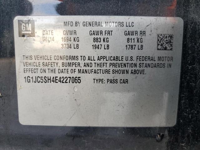 1G1JC5SH4E4227065 - 2014 CHEVROLET SONIC LT BLACK photo 12