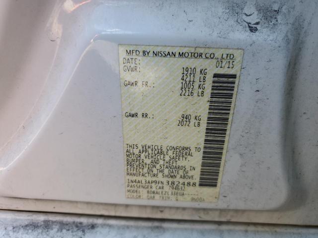 1N4AL3AP9FN382488 - 2015 NISSAN ALTIMA 2.5 WHITE photo 12