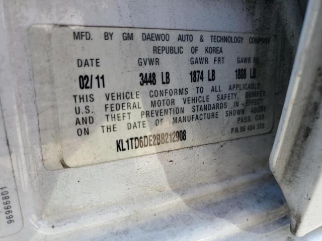 KL1TD6DE2BB212908 - 2011 CHEVROLET AVEO LS 白色 照片 12