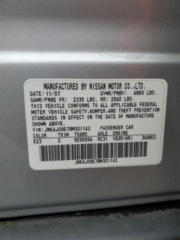 JNKAJ09E78M301142 - 2008 INFINITI EX35 BASE SILVER photo 12