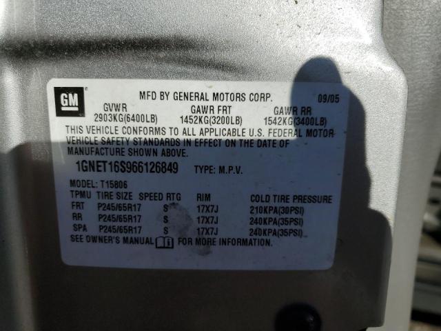 1GNET16S966126849 - 2006 CHEVROLET TRAILBLAZE EXT LS SILVER photo 12