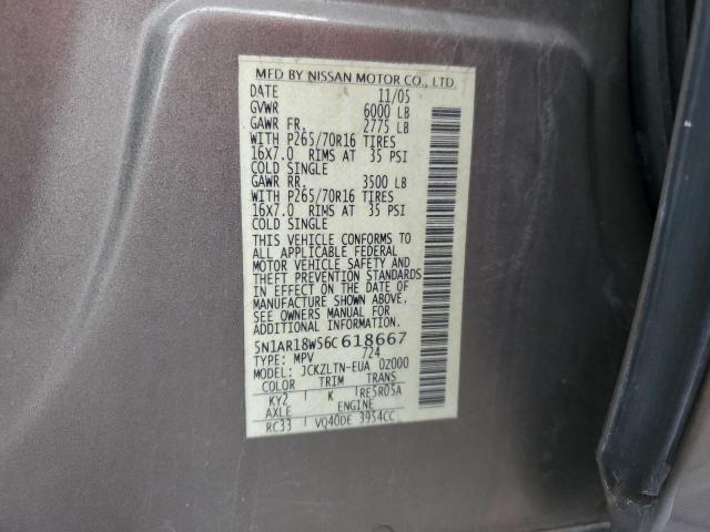 5N1AR18W56C618667 - 2006 NISSAN PATHFINDER LE ნაცრისფერი ფოტო 13