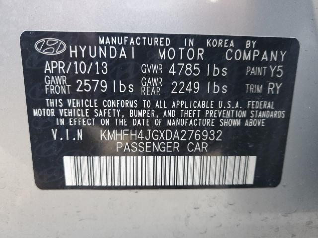 KMHFH4JGXDA276932 - 2013 HYUNDAI AZERA GLS SILVER photo 12