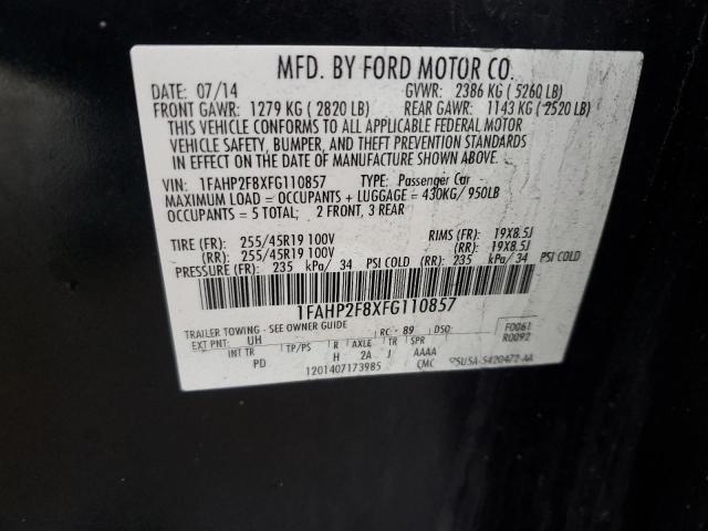 1FAHP2F8XFG110857 - 2015 FORD TAURUS LIMITED BLACK photo 13