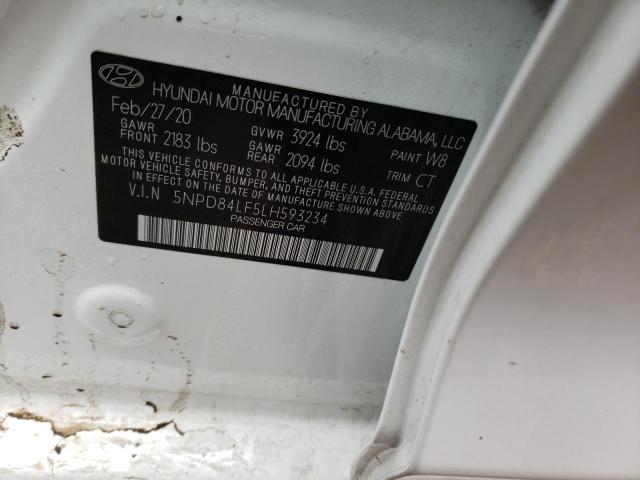 5NPD84LF5LH593234 - 2020 HYUNDAI ELANTRA SEL WHITE photo 12