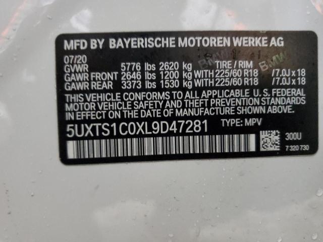 5UXTS1C0XL9D47281 - 2020 BMW X3 XDRIVE30E WHITE photo 13