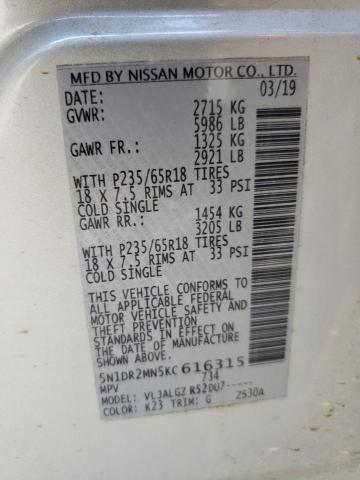 5N1DR2MN5KC616315 - 2019 NISSAN PATHFINDER S SILVER photo 13