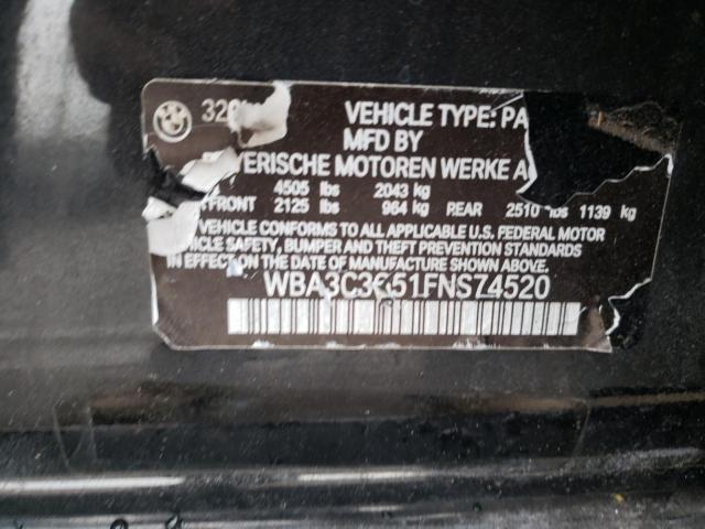 WBA3C3G51FNS74520 - 2015 BMW 320 I XDRIVE BLACK photo 13