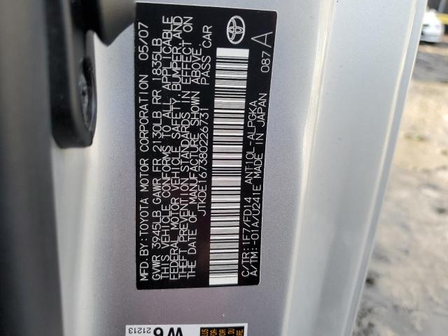 JTKDE167380226731 - 2008 TOYOTA SCION TC 银色 照片 12