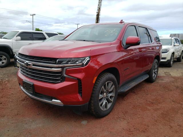 1GNSKNKD1MR150773 - 2021 CHEVROLET TAHOE K1500 LT RED photo 2