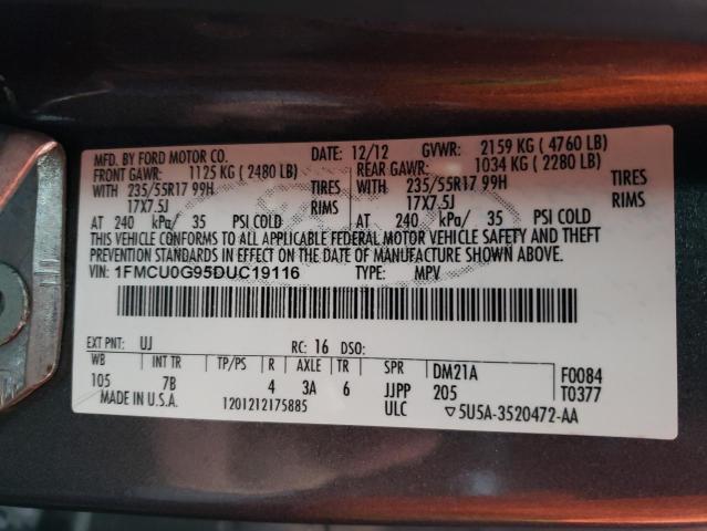 1FMCU0G95DUC19116 - 2013 FORD ESCAPE SE GRAY photo 14