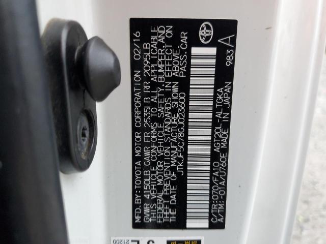 JTKJF5C78GJ023600 - 2016 TOYOTA SCION TC 白色 照片 12