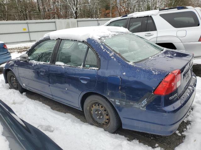 2HGES16565H607257 - 2005 HONDA CIVIC LX BLUE photo 2