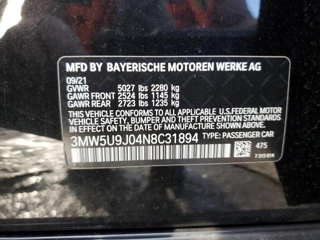 3MW5U9J04N8C31894 - 2022 BMW M340XI BLACK photo 12