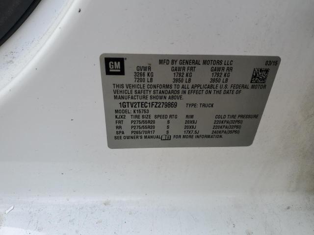 1GTV2TEC1FZ279869 - 2015 GMC SIERRA K1500 WHITE photo 12