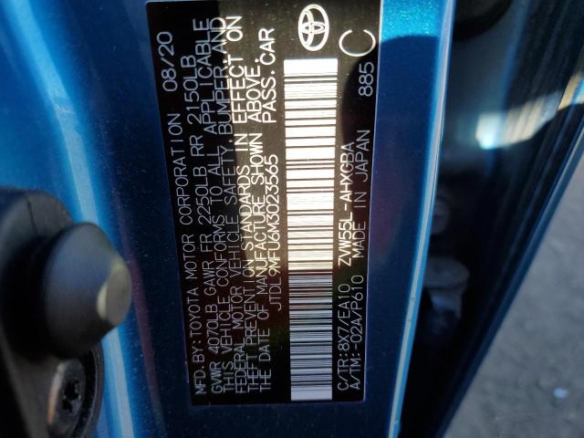 JTDL9MFU6M3023565 - 2021 TOYOTA PRIUS LE BLUE photo 12