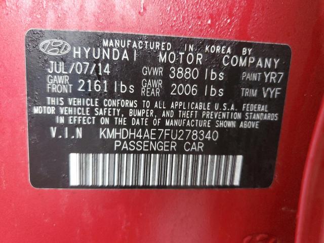 KMHDH4AE7FU278340 - 2015 HYUNDAI ELANTRA SE RED photo 12