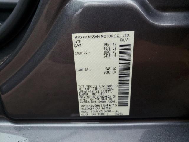 1N4BL4DV0MN394675 - 2021 NISSAN ALTIMA SV GRAY photo 12