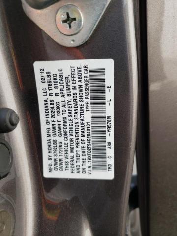 19XFB2F94CE040101 - 2012 HONDA CIVIC EXL GRAY photo 12