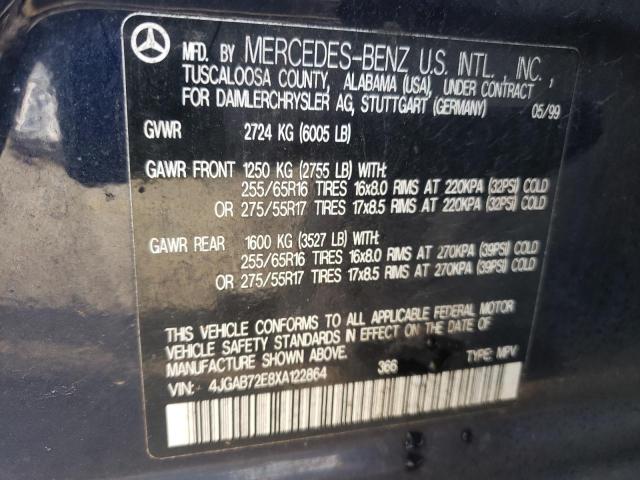 4JGAB72E8XA122864 - 1999 MERCEDES-BENZ ML 430 BLUE photo 13