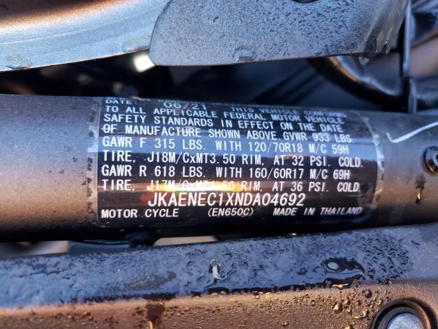 JKAENEC1XNDA04692 - 2022 KAWASAKI EN650 C 黑色 照片 10