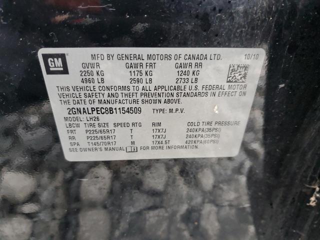 2GNALPEC8B1154509 - 2011 CHEVROLET EQUINOX LT BLACK photo 13