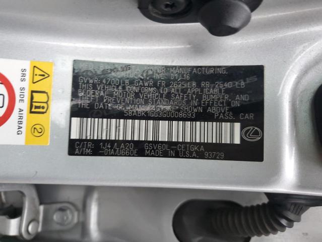 58ABK1GG3GU008693 - 2016 LEXUS ES 350 SILVER photo 12