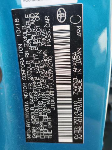 JTDKARFP7J3099270 - 2018 TOYOTA PRIUS PRIM ტალღისფერი ფოტო 12