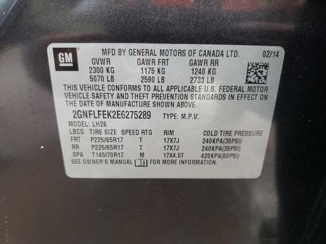 2GNFLFEK2E6275289 - 2014 CHEVROLET EQUINOX LT BLACK photo 13