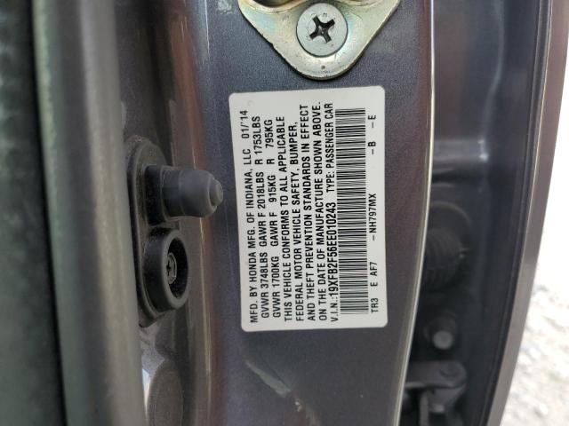 19XFB2F56EE010243 - 2014 HONDA CIVIC LX GRAY photo 12